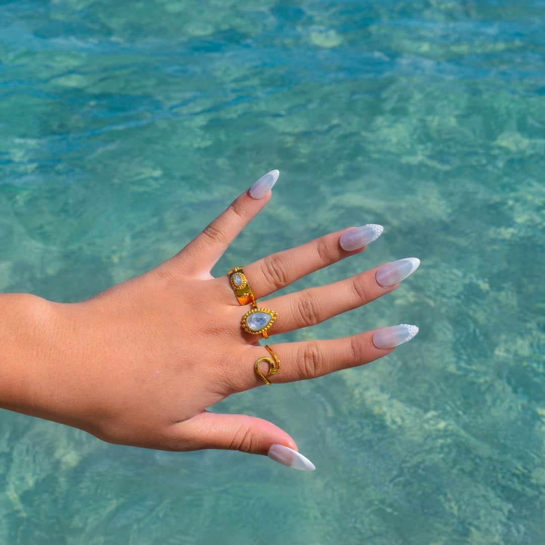 Gold Vermeil Moonstone Boho Band