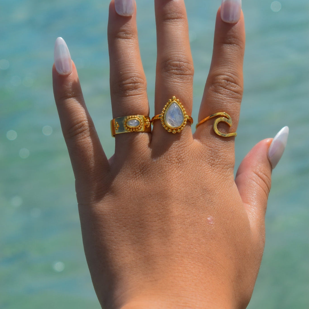 Gold Vermeil Moonstone Boho Band