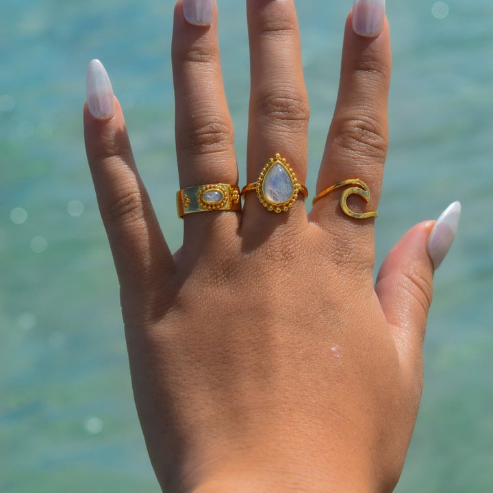 Gold Vermeil Moonstone Boho Band