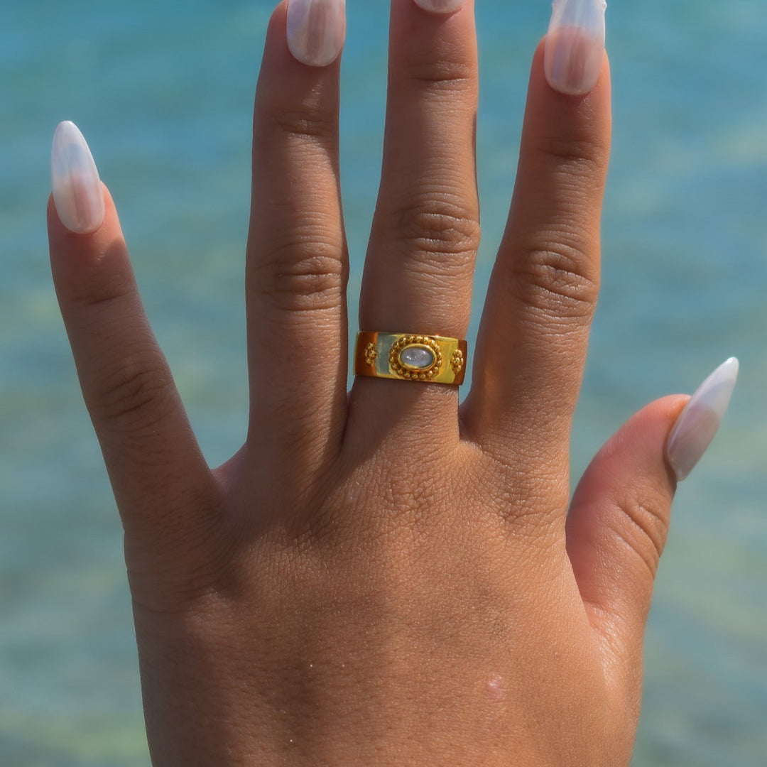 Gold Vermeil Moonstone Boho Band