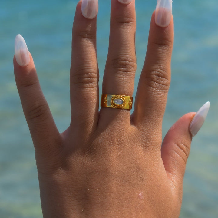 Gold Vermeil Moonstone Boho Band
