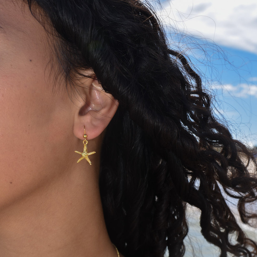 Gold Vermeil Starfish Hook Earrings