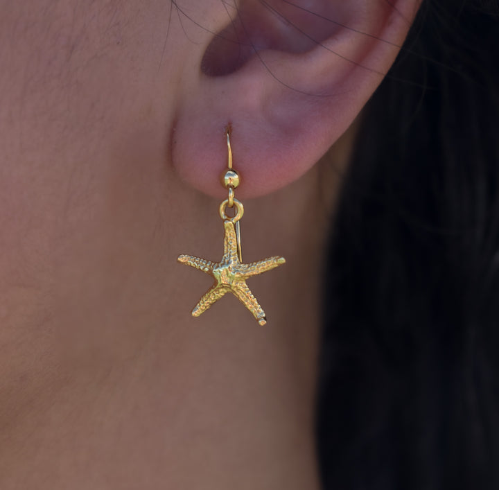 Gold Vermeil Starfish Hook Earrings
