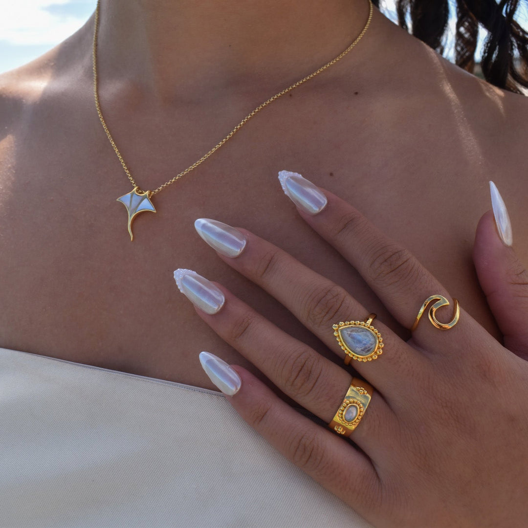 Gold Vermeil Moonstone Boho Band