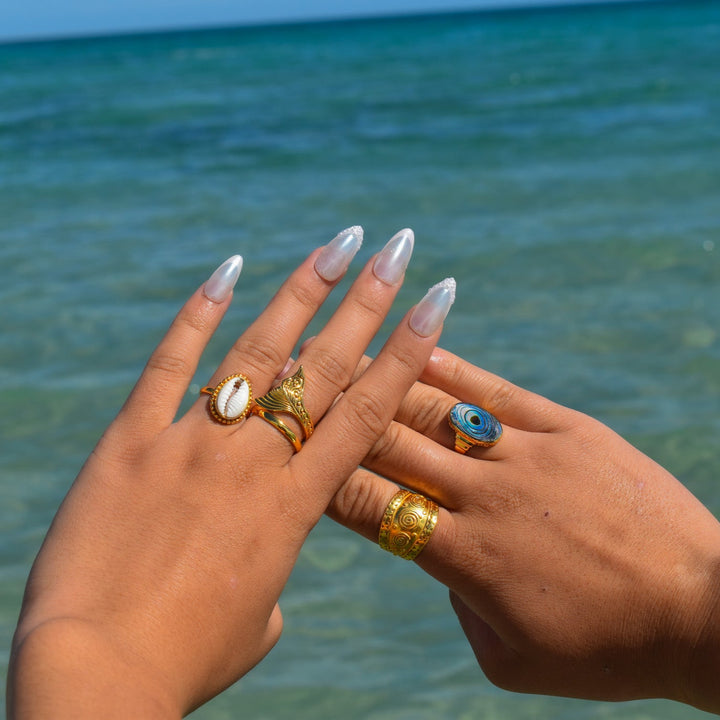 Gold Vermeil Paua Shell Statement Ring