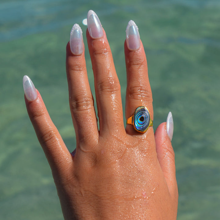 Gold Vermeil Paua Shell Statement Ring