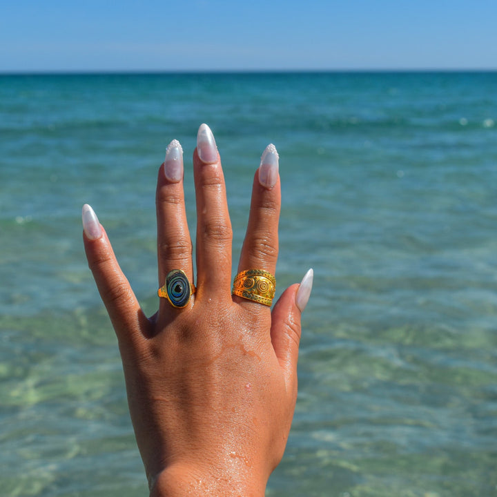 Gold Vermeil Paua Shell Statement Ring