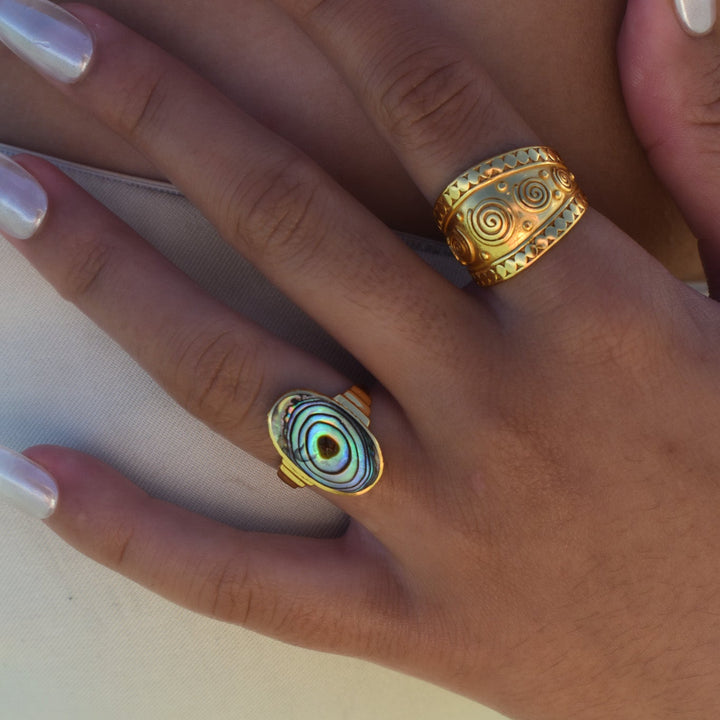Gold Vermeil Paua Shell Statement Ring