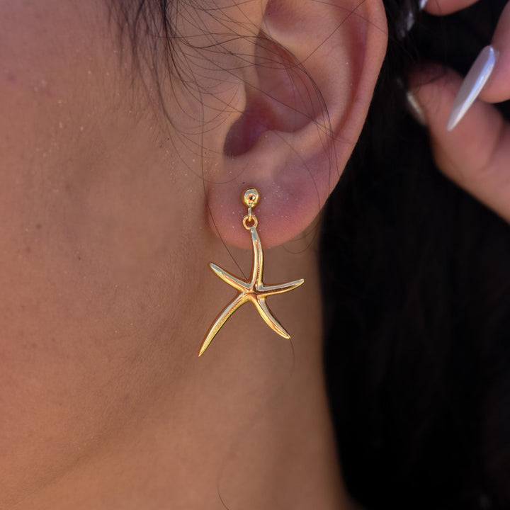 Gold Vermeil Starfish Drop Earrings