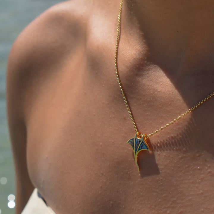 Gold Vermeil Paua Shell Manta Ray Necklace