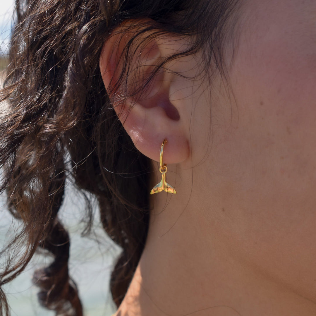 Gold Vermeil Whale Tail Hoop Earrings