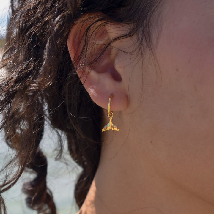Gold Vermeil Whale Tail Hoop Earrings