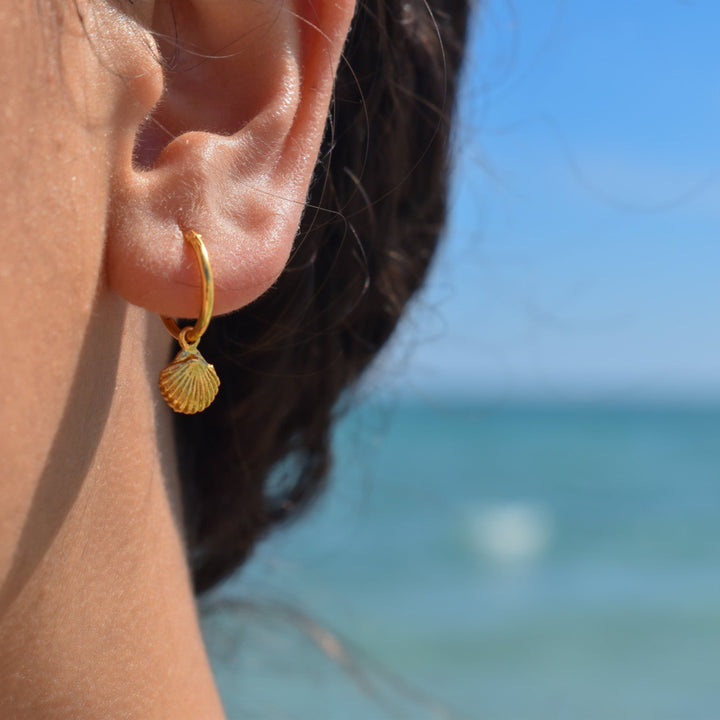 Gold Vermeil Seashell Hoop Earrings