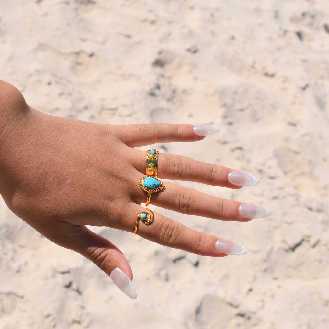 Gold Vermeil Turquoise Wave Ring