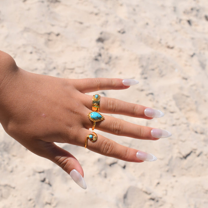 Gold Vermeil Turquoise Wave Ring
