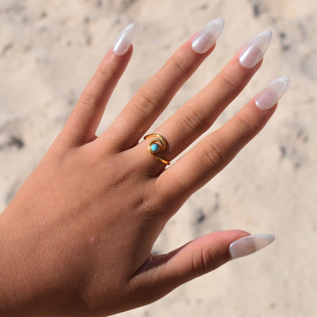 Gold Vermeil Turquoise Wave Ring