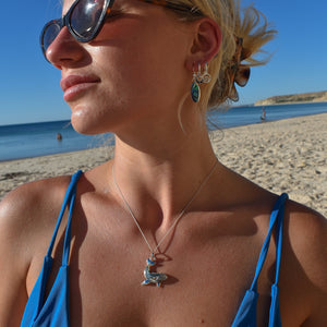 sun and wave hoops, sun earrings, wave earrings, ocean jewellery, ocean lover gift, silver earrings
