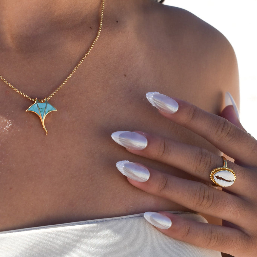 Gold Vermeil Turquoise Manta Ray Necklace