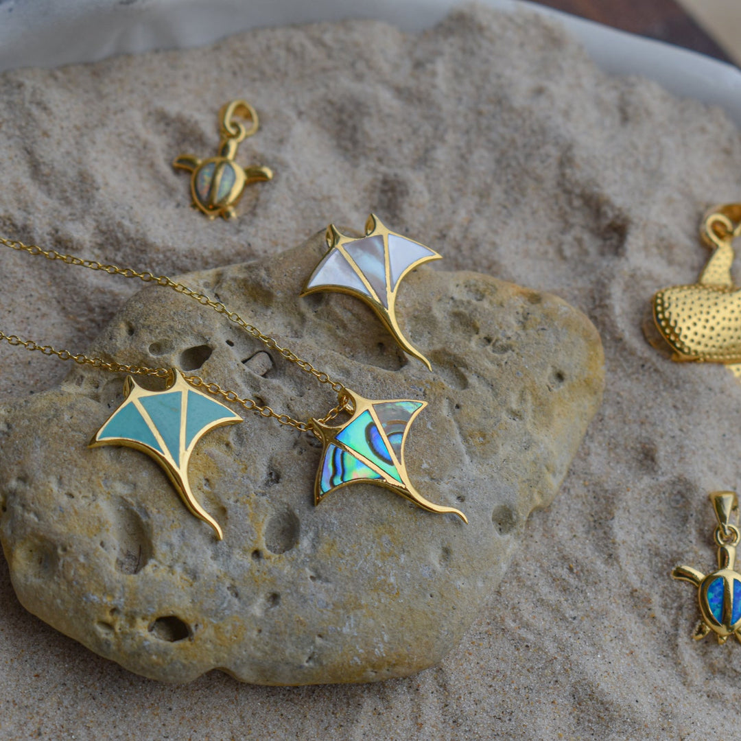 Gold Vermeil Paua Shell Manta Ray Necklace