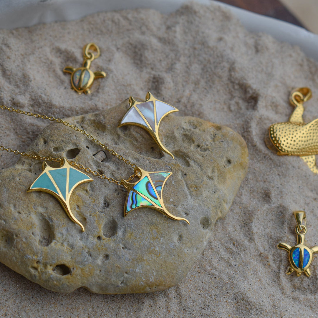 Gold Vermeil Turquoise Manta Ray Necklace