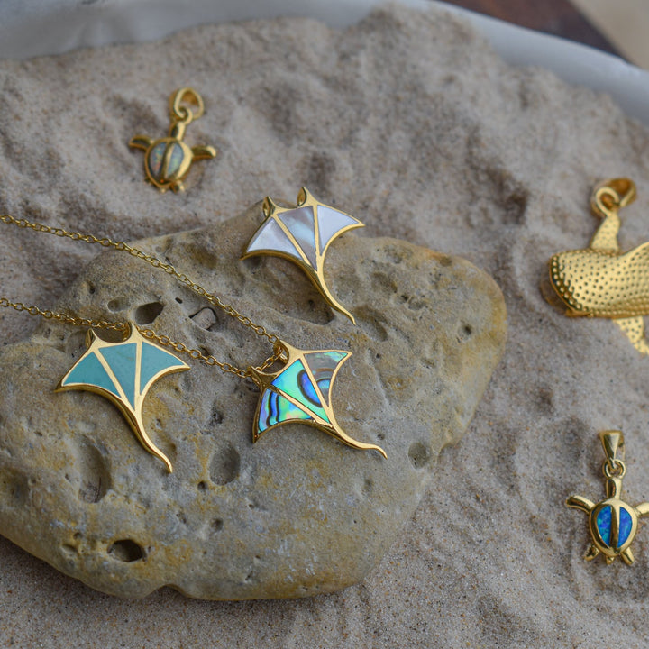Gold Vermeil Turquoise Manta Ray Necklace