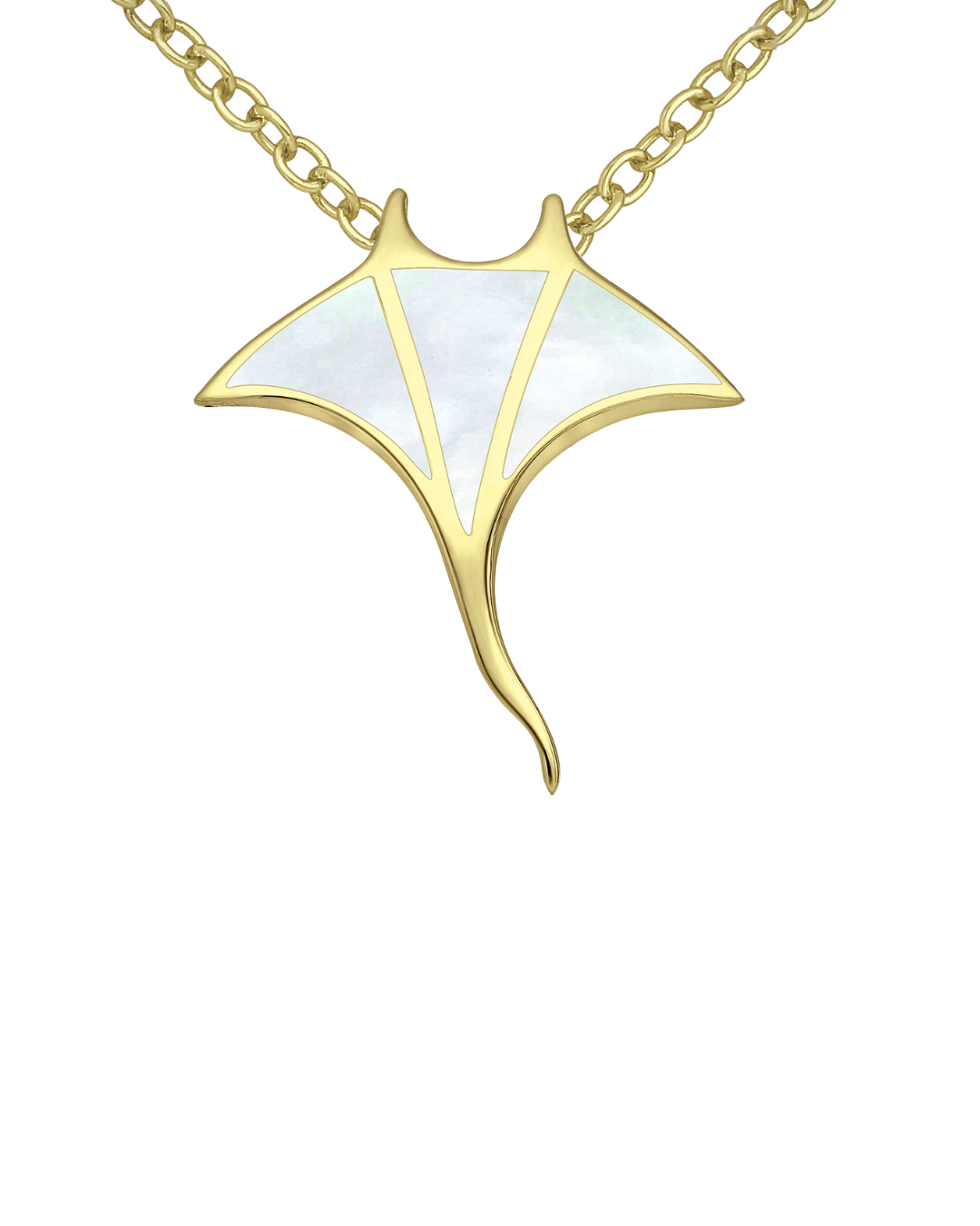 Gold Mother of Pearl Manta Ray Necklace
