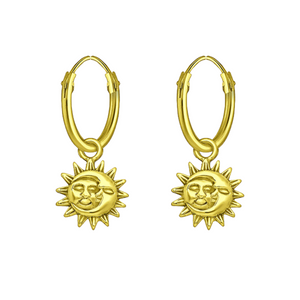 Gold Sun and Moon Hoops
