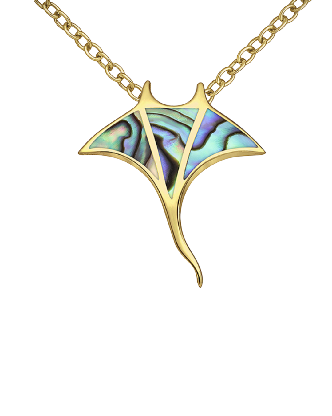 Gold Vermeil Paua Shell Manta Ray Necklace