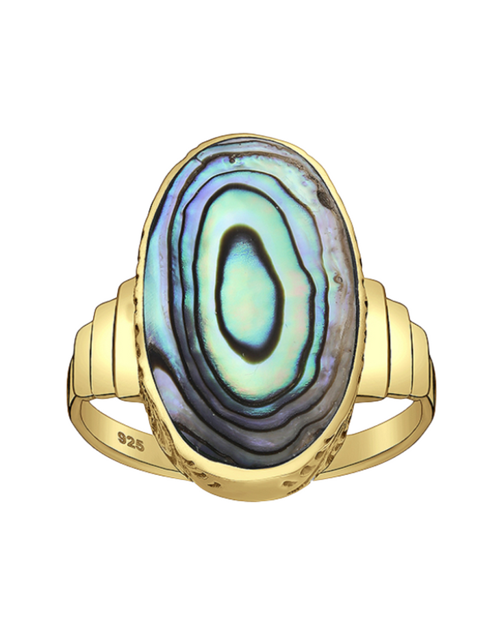 Gold Vermeil Paua Shell Statement Ring