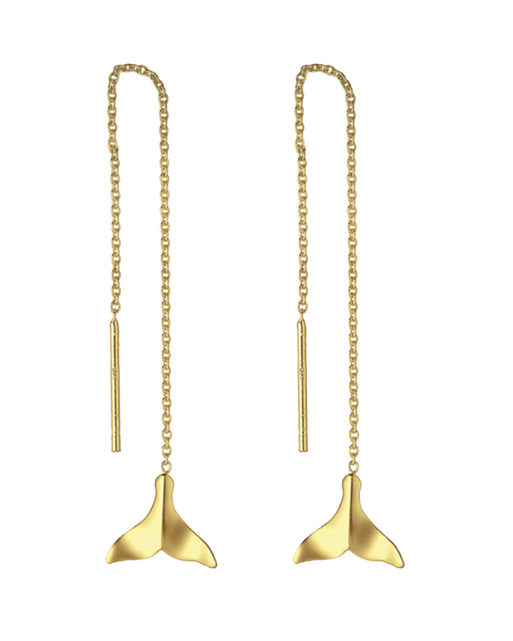 Gold Vermeil Whale Tail Threader Earrings