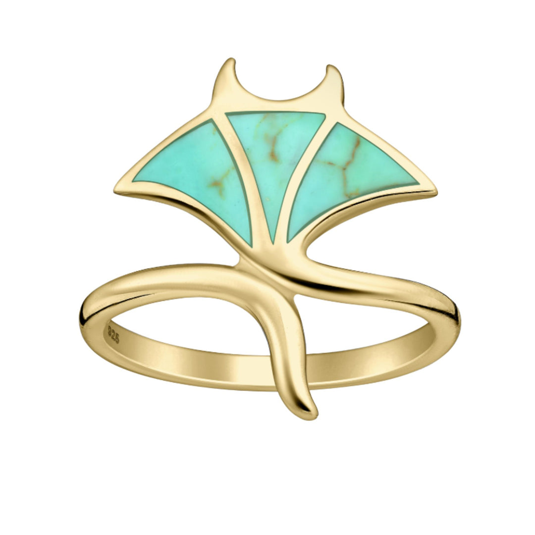 Manta Ray Ring with Turquoise - Gold Vermeil