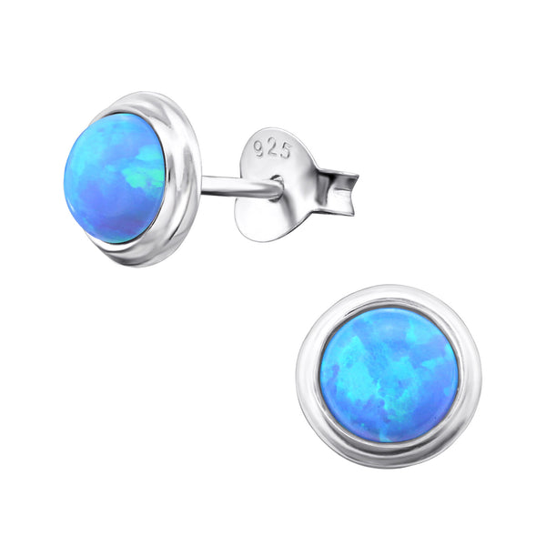 Blue Opal Ear Studs