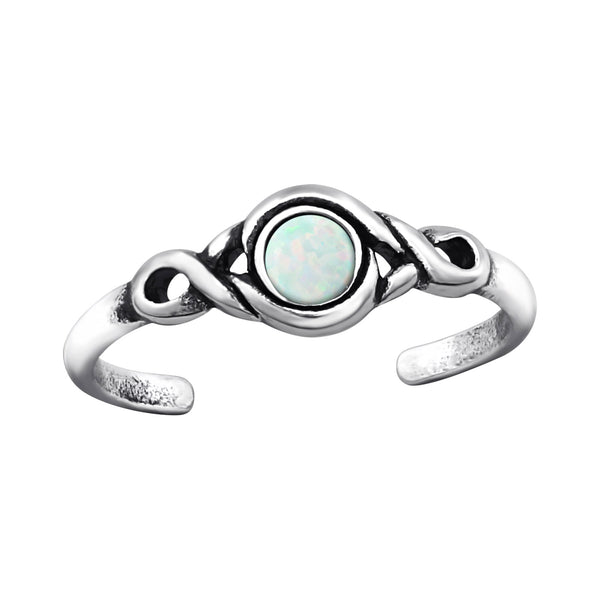 White Opal Toe Ring - Midi Ring