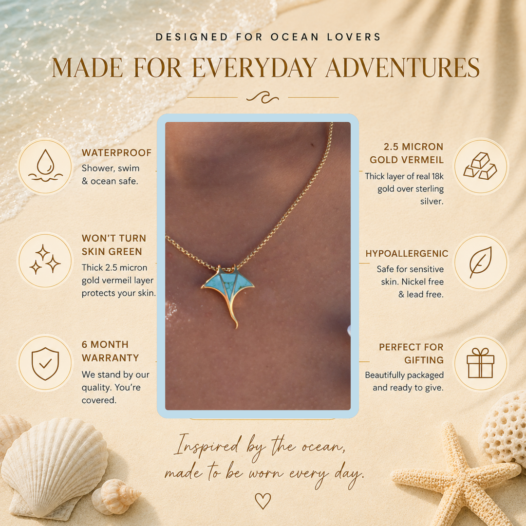 Gold Vermeil Turquoise Manta Ray Necklace
