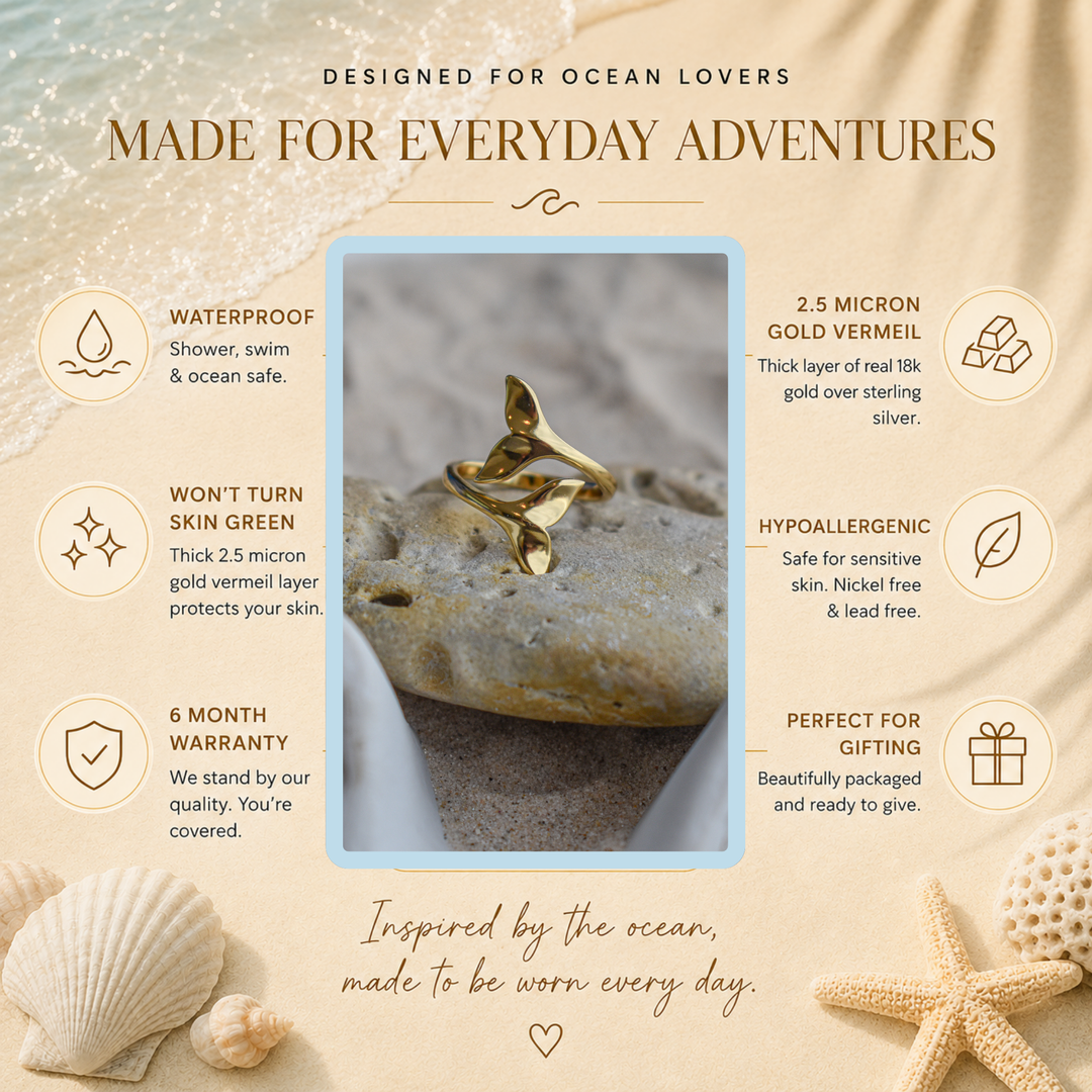 Gold Vermeil Whale Tail Ring