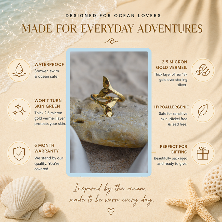 Gold Vermeil Whale Tail Ring