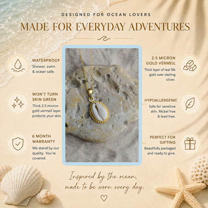 Gold Vermeil Cowrie Shell Necklace