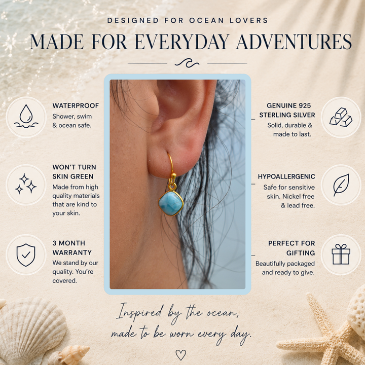 Larimar Hook Earrings | Gold Vermeil