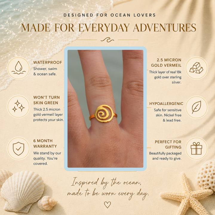 Spiral Wave Ring | Gold Vermeil