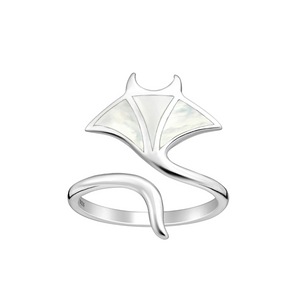 Mother of Pearl Manta Ray Ring | Waterproof Ocean Jewellery