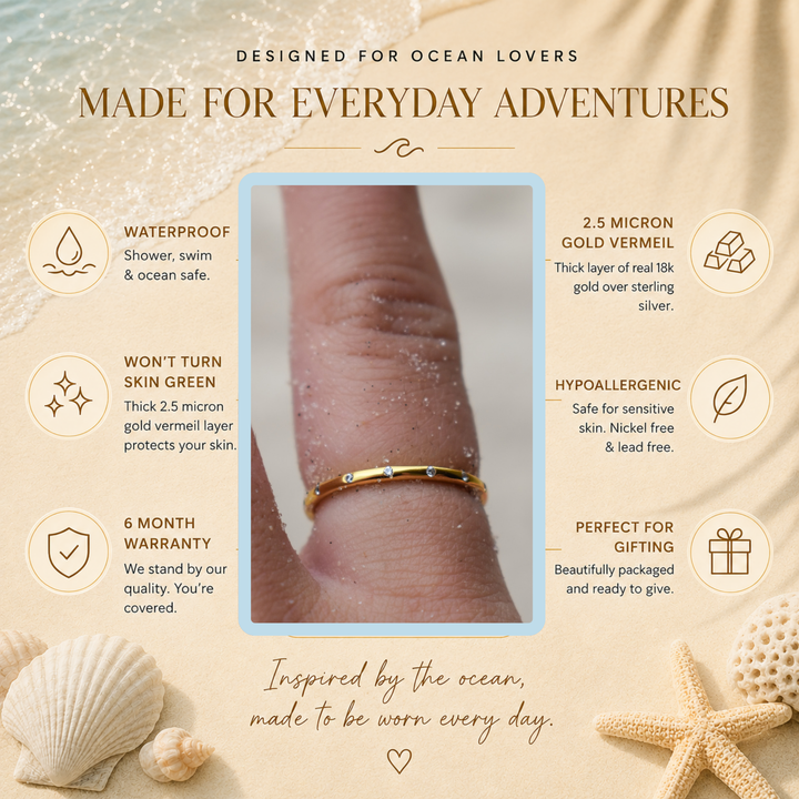 Cubic Zirconia Stacking Ring | Gold Vermeil
