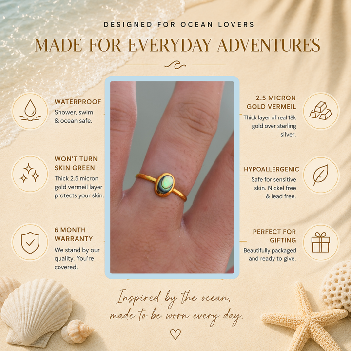 Pāua Shell Ring | Gold Vermeil
