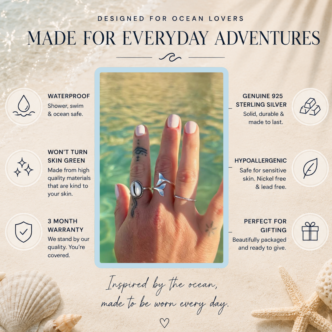 Cowrie Shell Ring – Sterling Silver & Waterproof