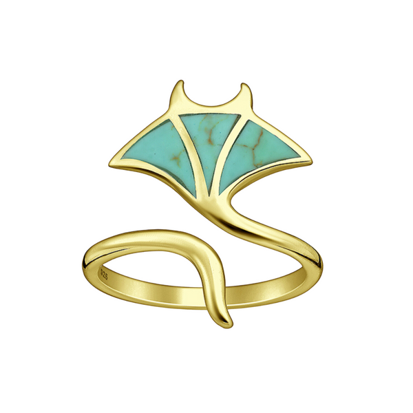 Turquoise Manta Ray Ring, Turquoise Ring, Manta Ray Ring, Manta Ray Jewellery, Stingray Ring, Oceanic Manta Ray, Ocean Jewellery, Beach Jewellery, Surfer Gift, Ocean Lover Gift