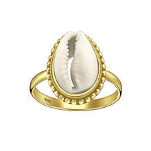 Load image into Gallery viewer, Gold Cowrie Ring, Seashell Jewellery, Gold Ring, Conch Ring, Beach Jewellery, Ocean Jewellery, Gold Band, Cowrie Shell Jewellery, Surfer Gift, Ocean Lover Gift, showerproof jewellery
