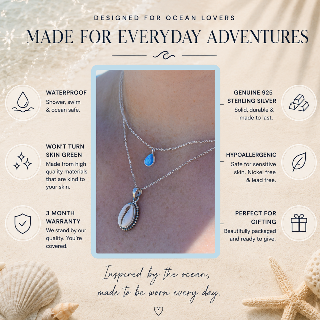 Blue Opal Necklace – Sterling Silver Teardrop Pendant