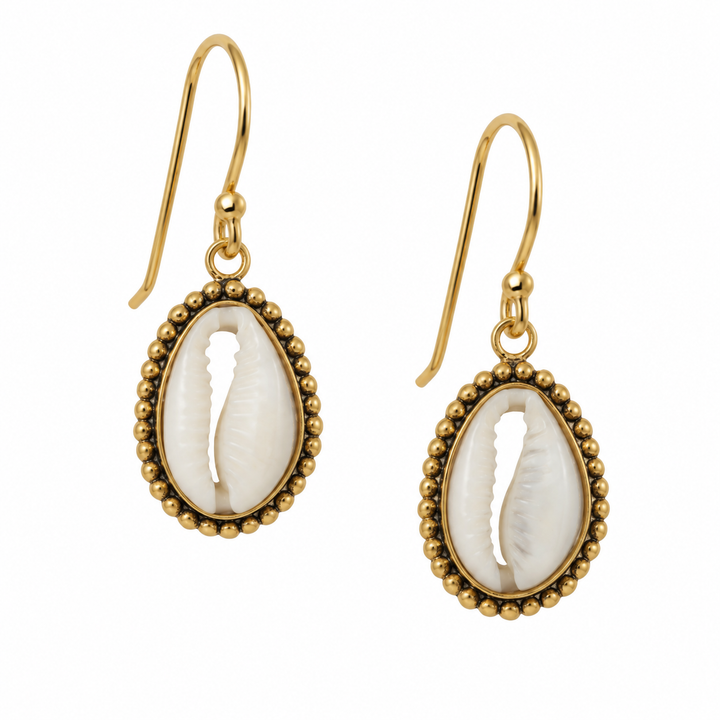 Cowrie Shell Hook Earrings | Gold Vermeil