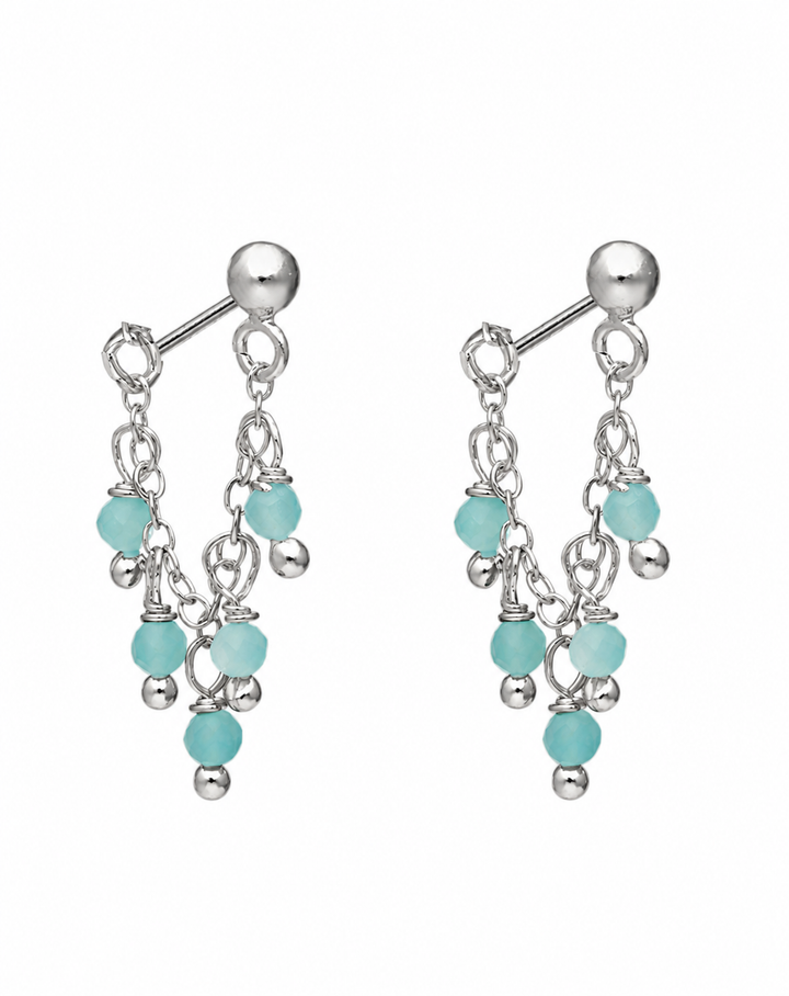 Amazonite Chain Earrings | Sterling Silver