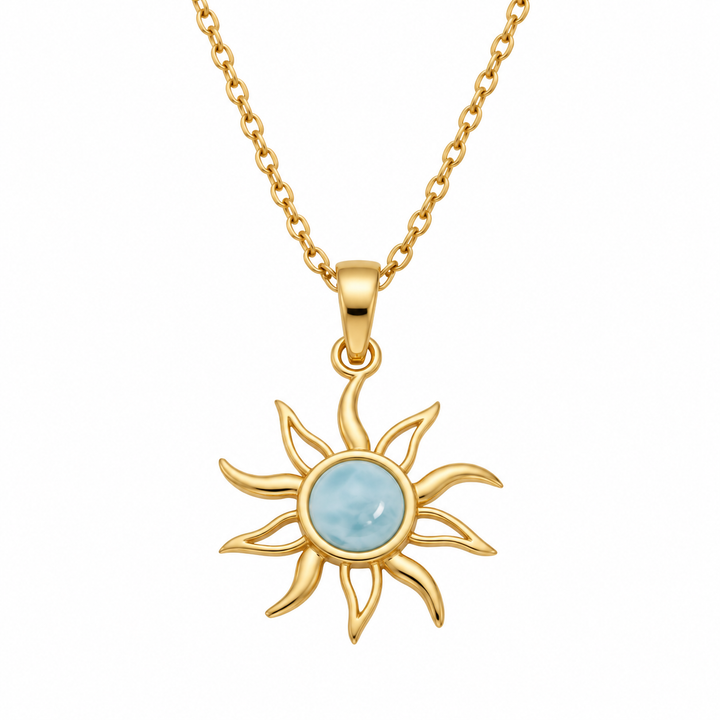 Larimar Sun Necklace | Gold Vermeil