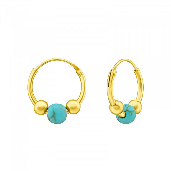 Gold Turquoise Earrings, Stacking Earrings, Crystal Jewellery, Minimalist Hoops, Simple Earrings, Tiny Huggies, December Birthstone, Gold Earrings